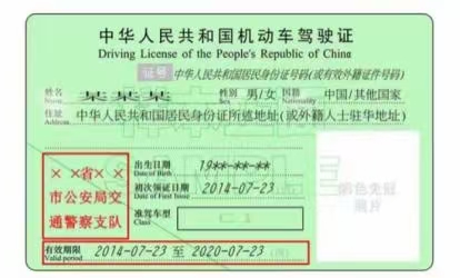 驾驶证证芯示例